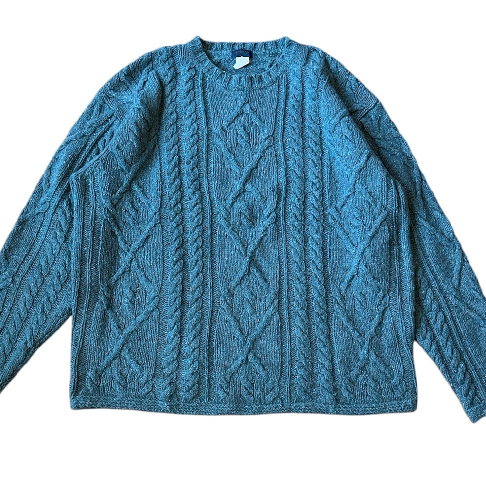 Beautiful green vintage j crew cable knit wool sweater